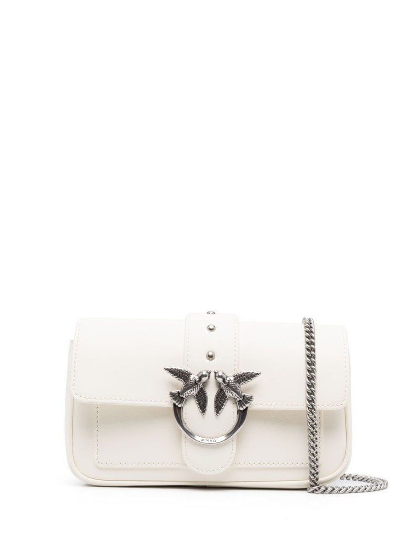 Pinko Rectangular Leather Bag With Silver-Tone Bird Buckle