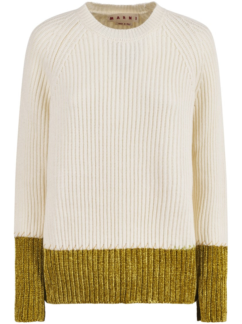 Marni Relaxed Fit Roundneck Knit Sweater With Ribbed Texture