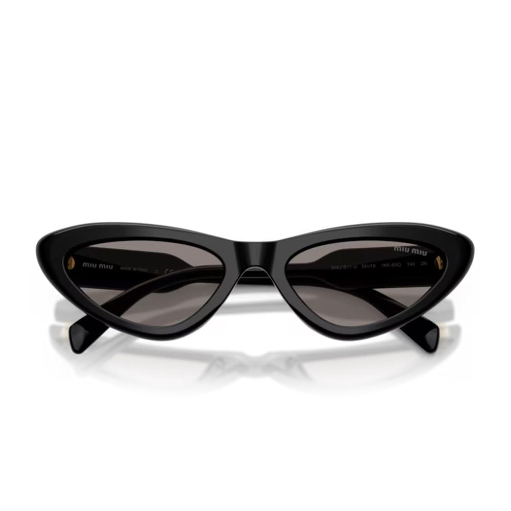 Miu Miu Vertical Logo Cat-Eye Sunglasses In Black Acetate