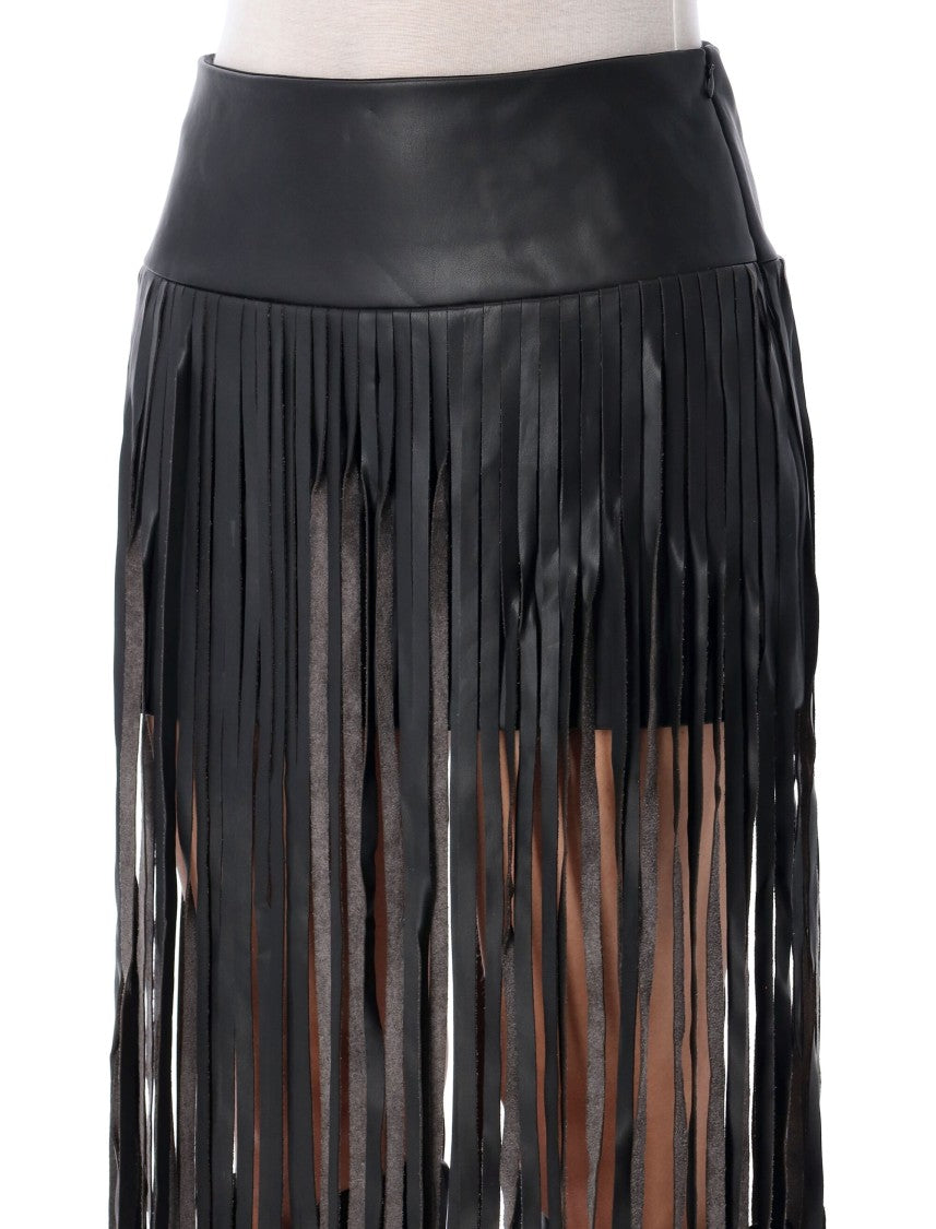 The Garment Brooklyn Leather-Look Fringe Skirt