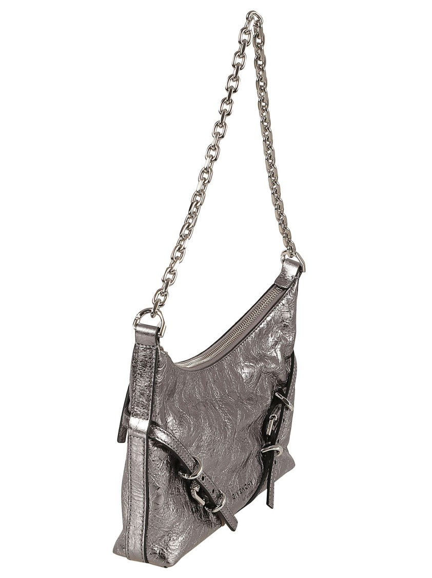 Givenchy Crinkled Metallic Finish Grey Handbag