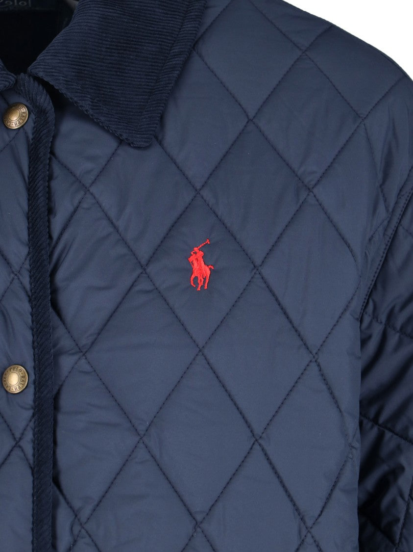 Polo Ralph Lauren Blue Quilted Velvet Collar Recycled Jacket