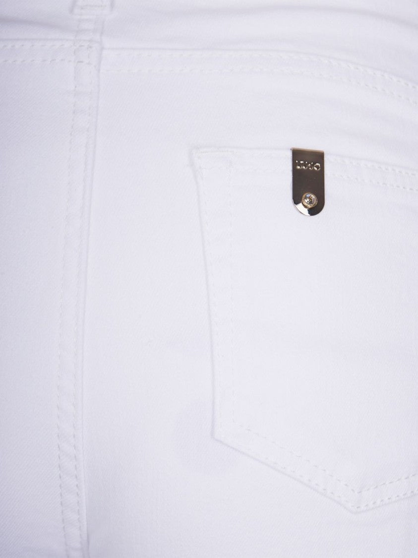 Liu Jo Straight-Leg White Jeans With Golden Button Accents