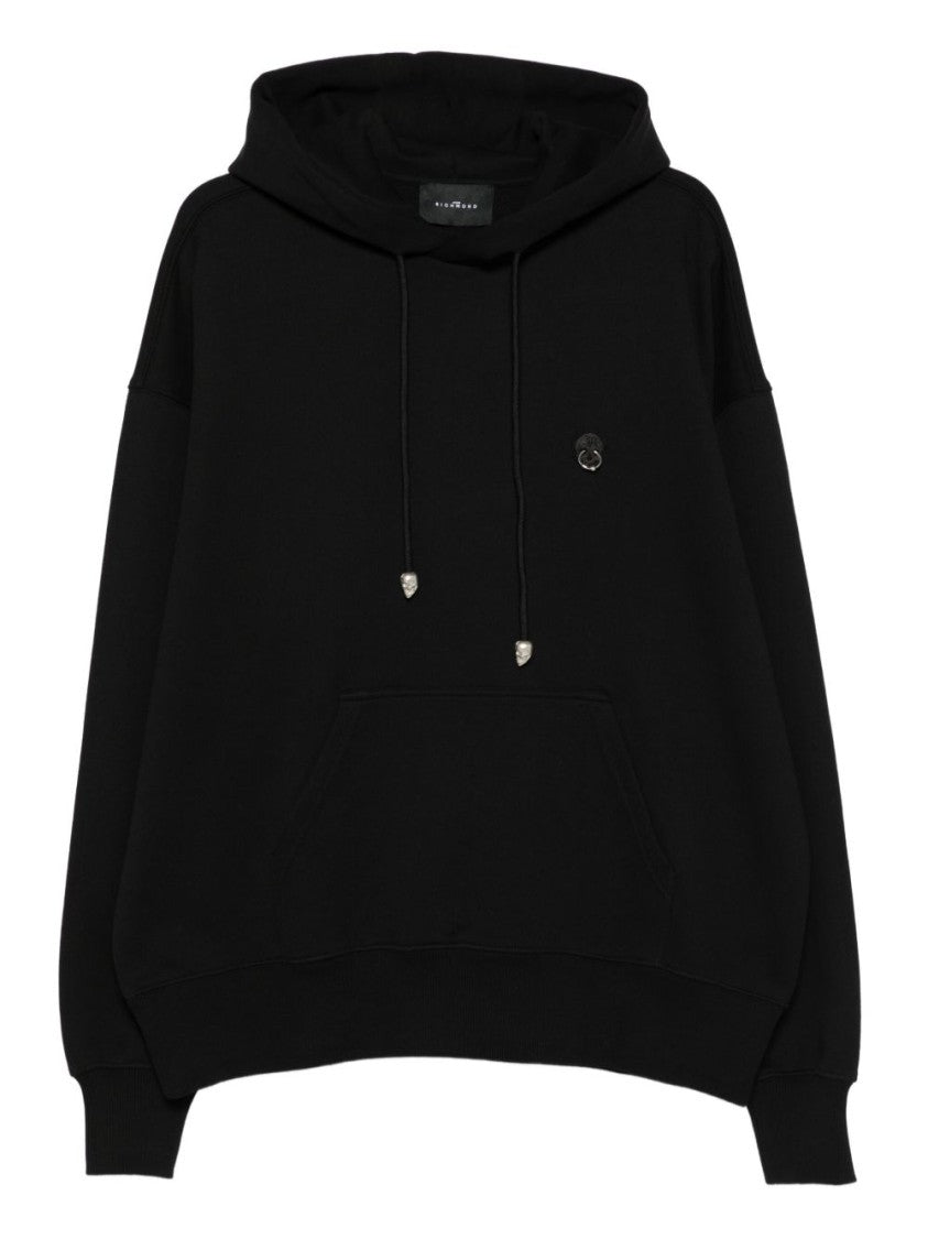 John Richmond Skull-Embroidered Black Hoodie