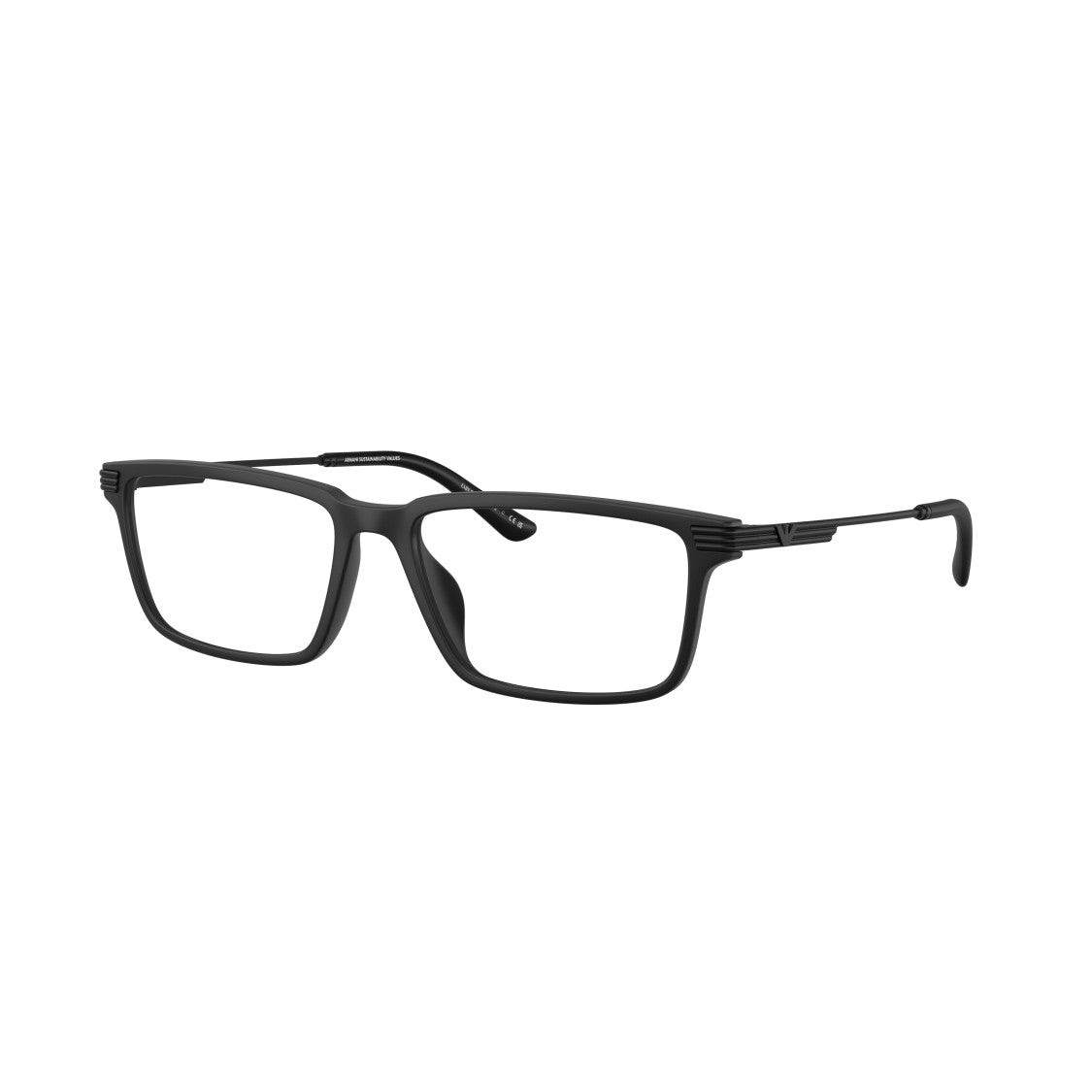 Emporio Armani 0Ea3268u Rectangular Matte Black Eyeglasses With Ridged Temples
