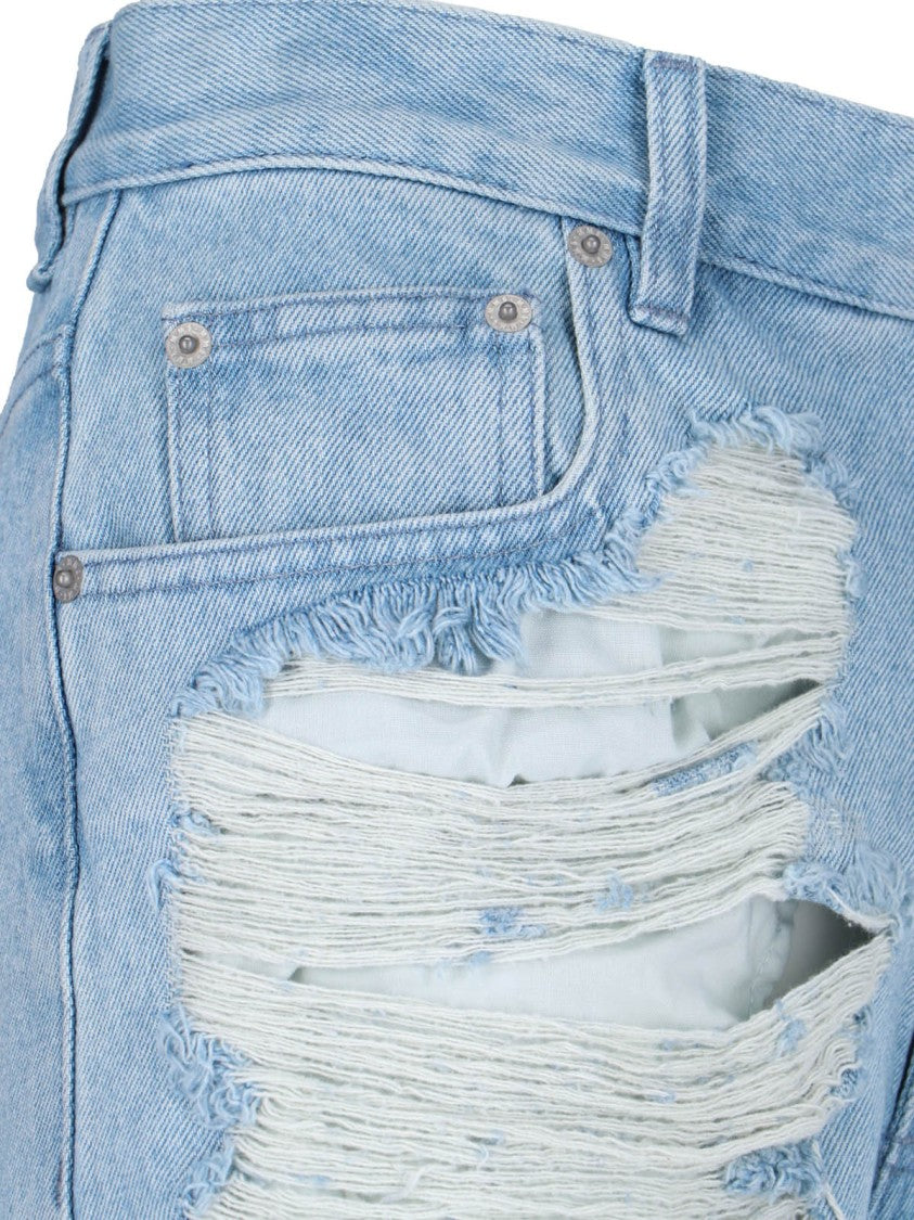 Mm6 By Maison Margiela Destroyed Straight Jeans – Light Blue