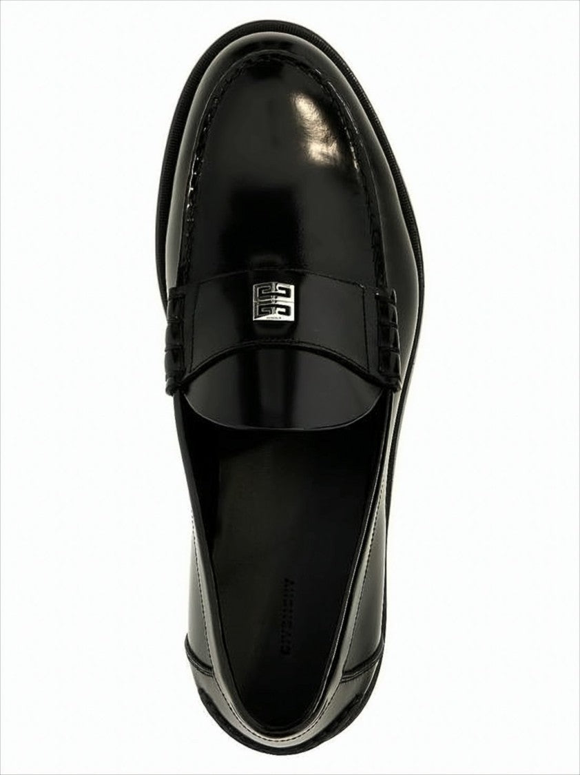Givenchy Polished Black Calf Leather Loafers With Iconic Emblem