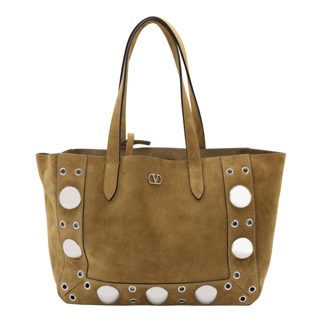 Valentino Garavani Rectangular Suede Tote Bag With Silver-Tone Studs