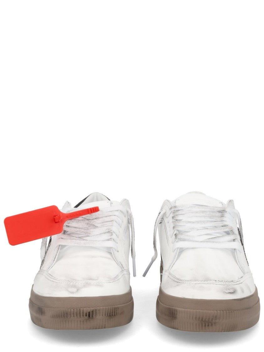 Off-White Vulcanized Leather Distressed Arrow Sneakers