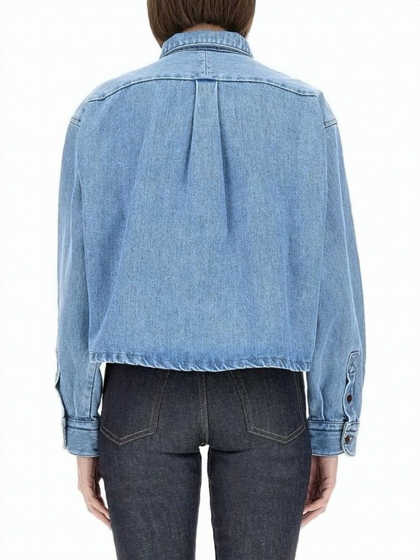 A.P.C. Cropped Denim Shirt With Classic Collar