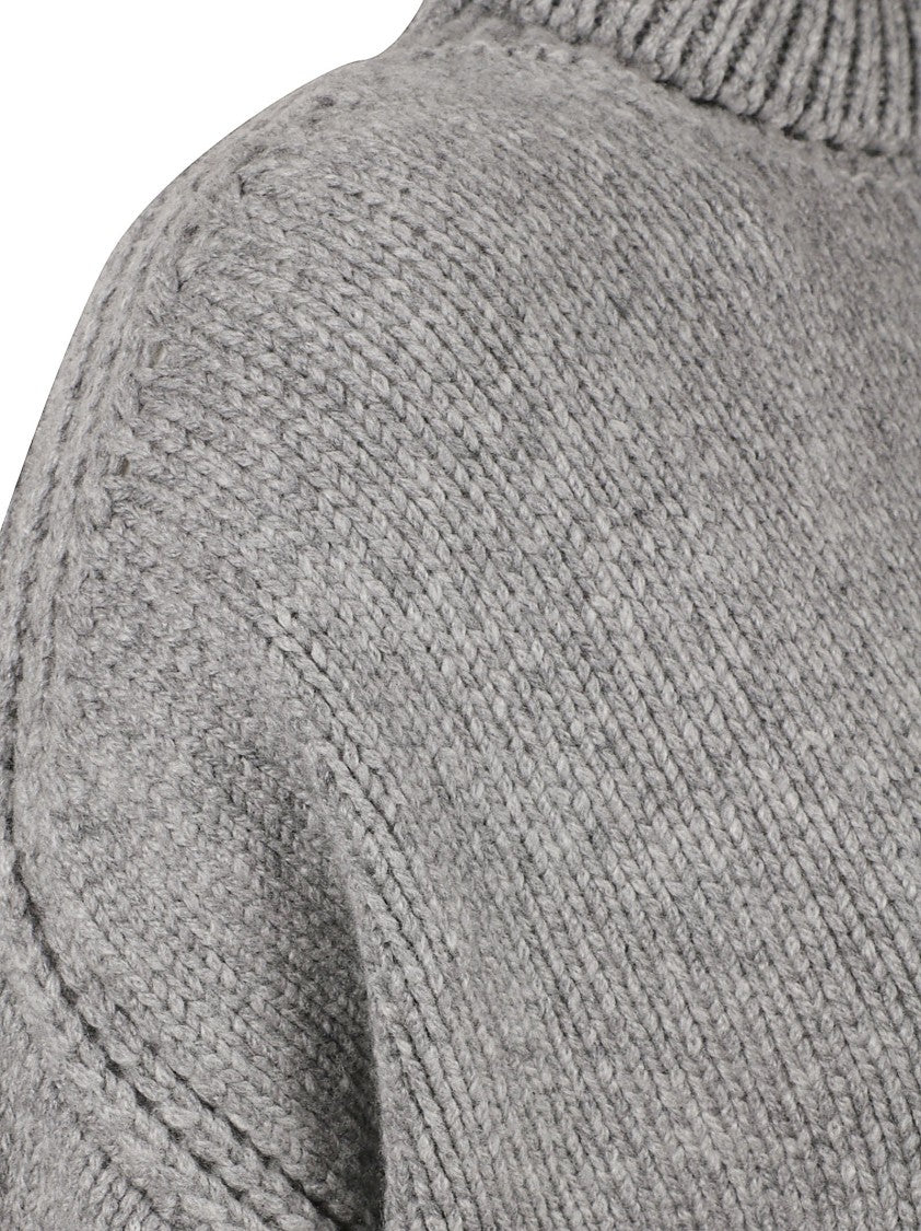 Sa Su Phi Raglan High Neck Sweater With Back Slit Detail