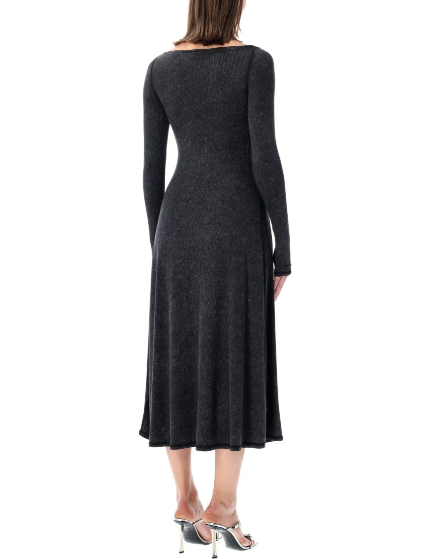 Diesel Rib Cotton Long Flared Dress