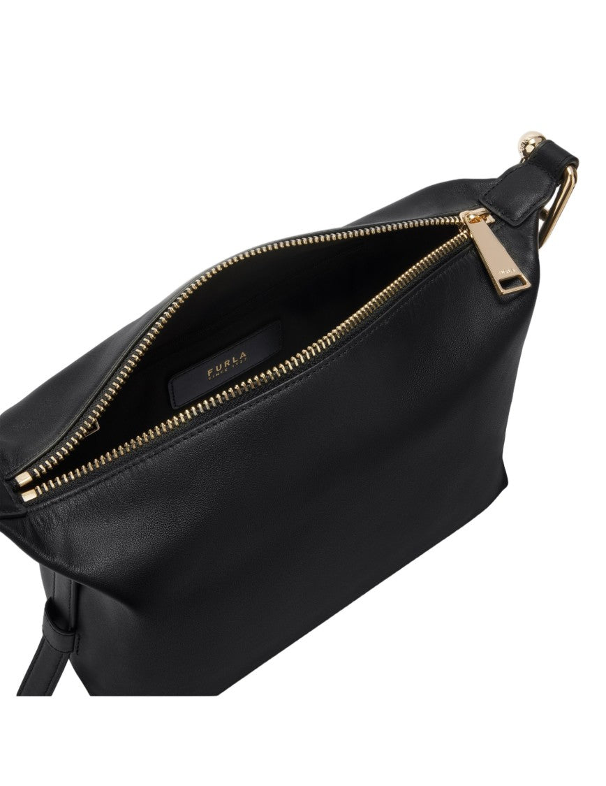 Furla Tonie M Leather Hobo Shoulder Bag, Black