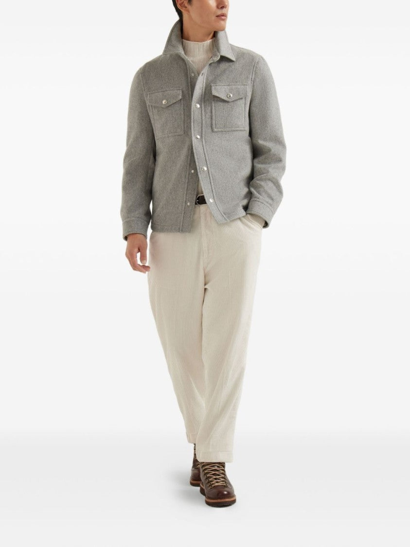 Brunello Cucinelli Tailored Light Grey Jacket-Style Coat
