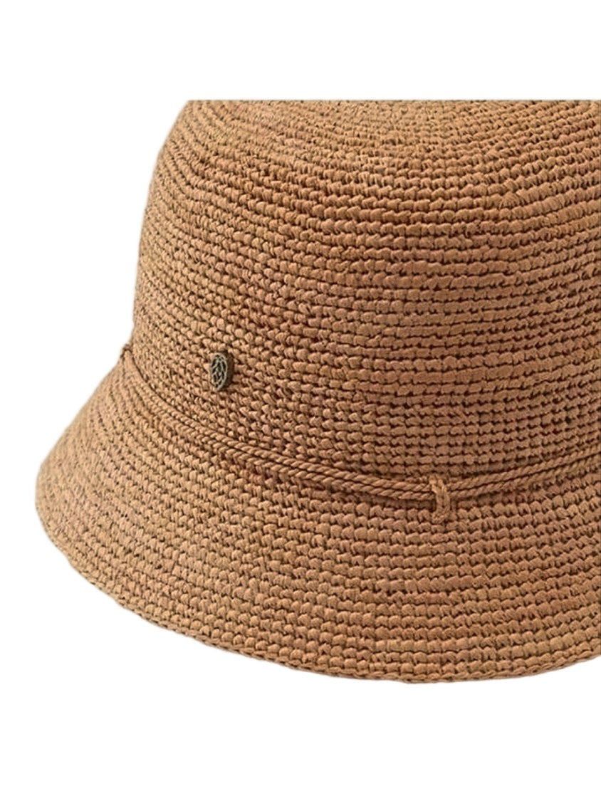 Helen Kaminski Artisanal Raffia Bucket Hat With Metallic Emblem