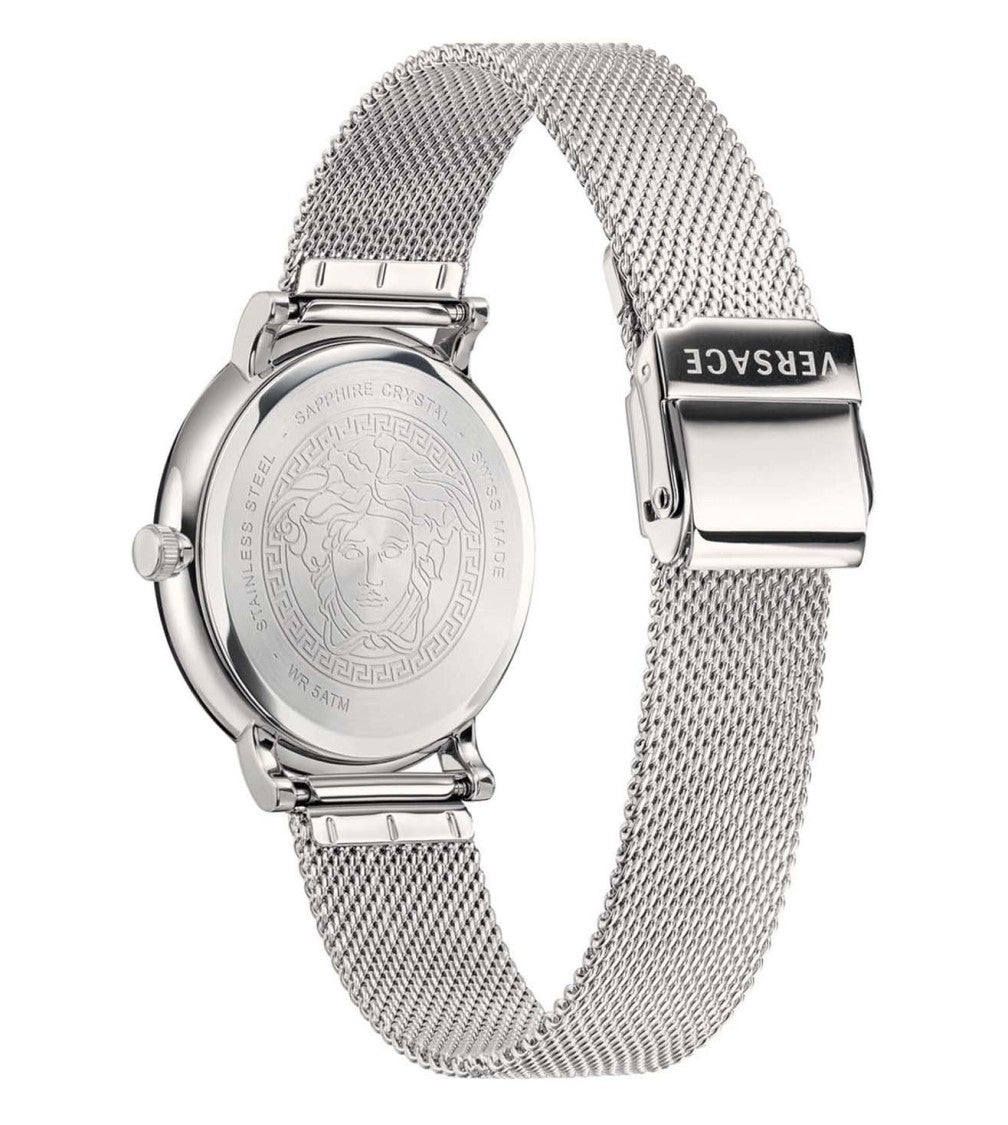 Versace Oval Stainless Steel V-Circle Watch With Meandros Motif