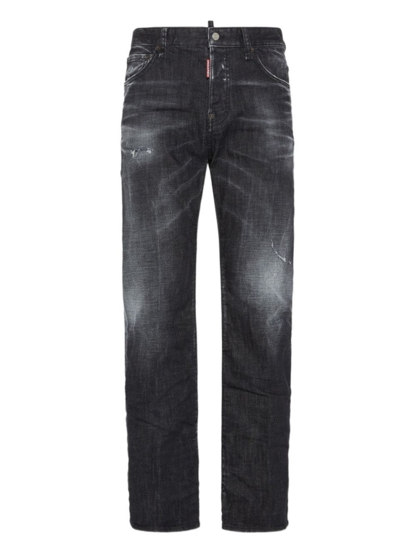 Dsquared2 Slim Fit Black Jeans With Subtle Distress
