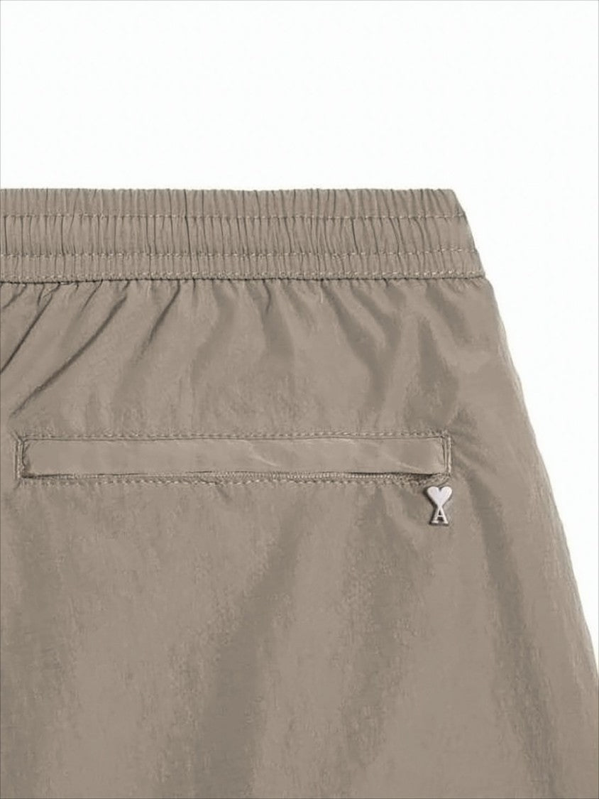 Ami Paris Streamlined Swim Shorts With Elastic Waistband And Heart Detail