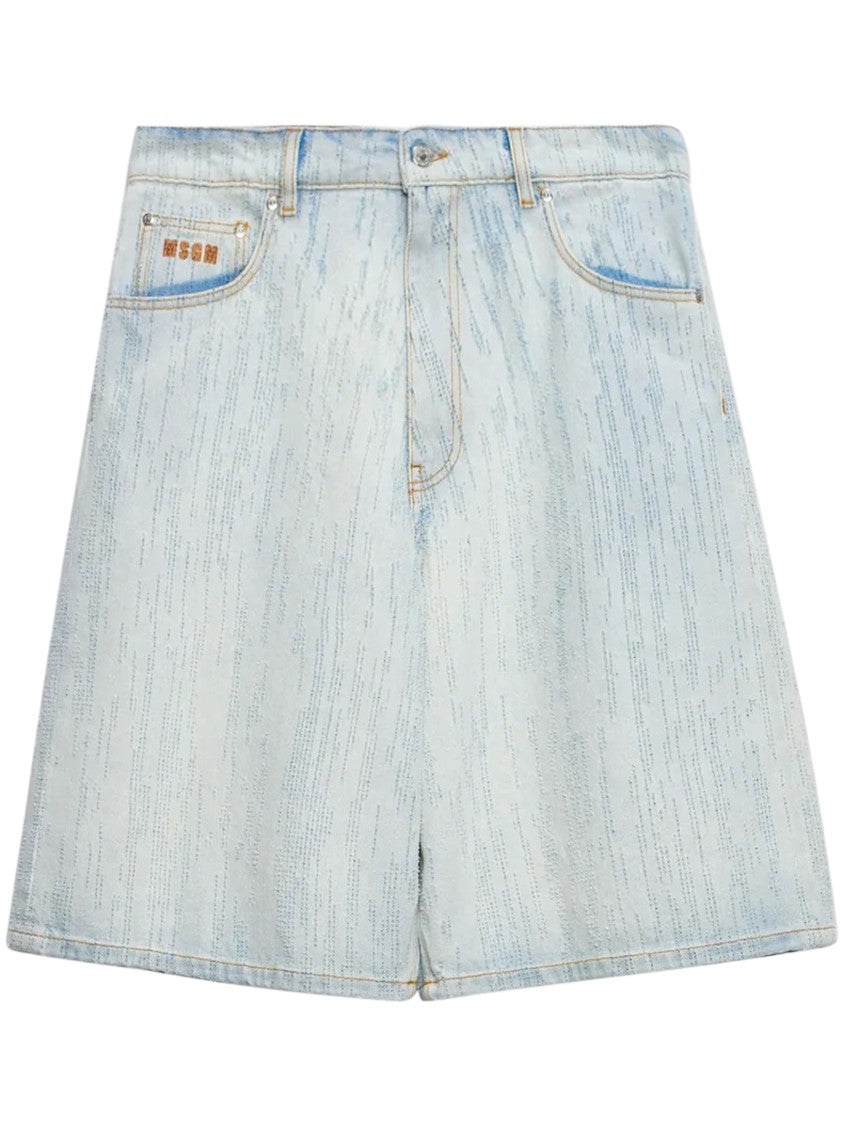 Msgm Light Blue Denim Shorts