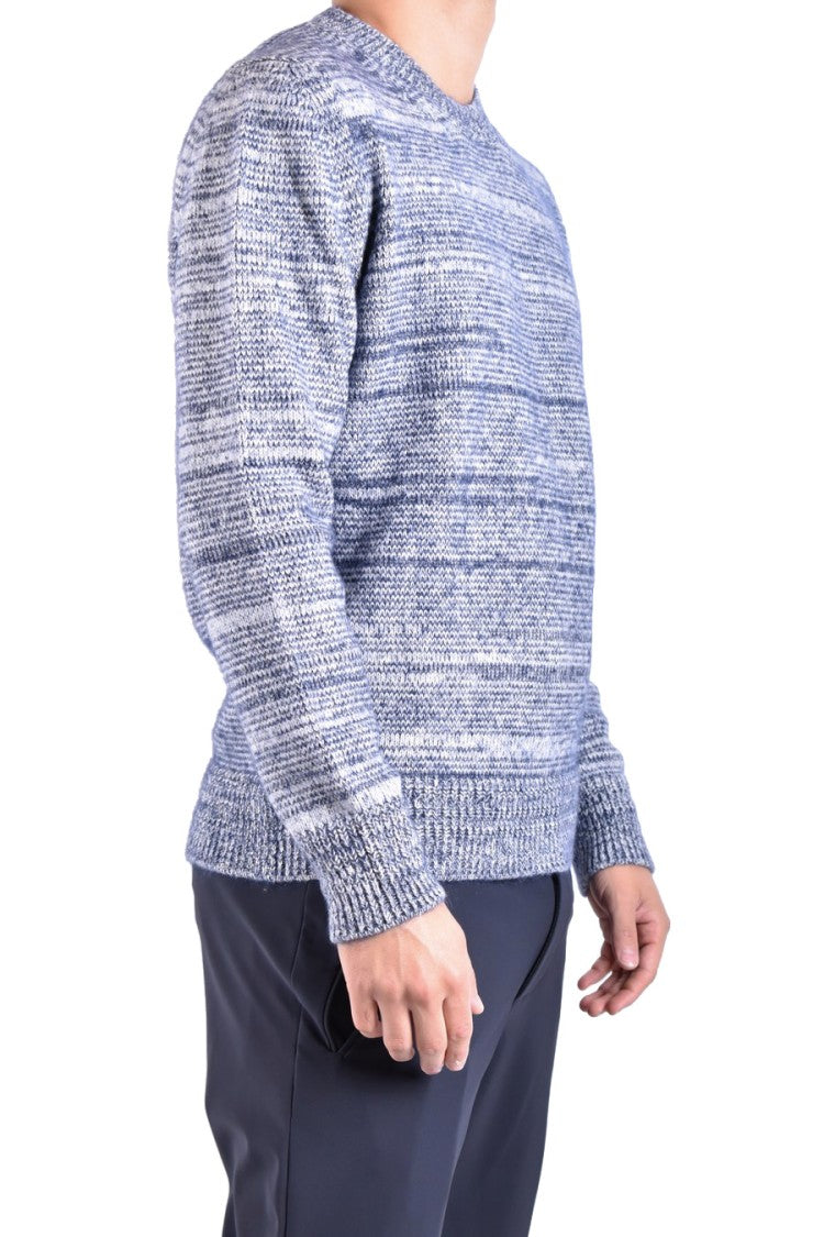 Dondup Textured Blue Knitwear With Classic Crew Neck