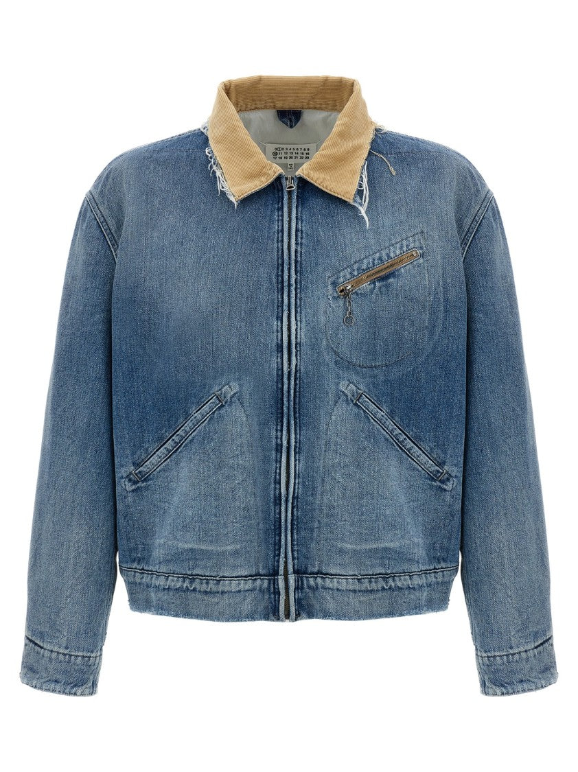 Maison Margiela Stonewashed Denim Jacket With Corduroy Collar