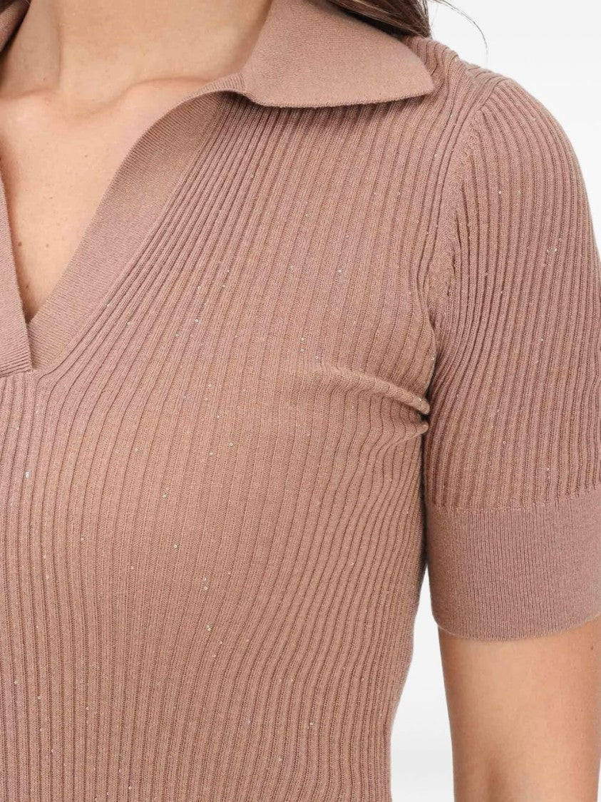Max Mara Short-Sleeve V-Neck Knit Top