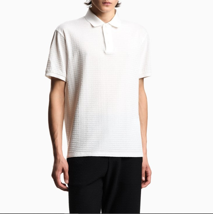 Emporio Armani Jacquard Jersey All Over Lettering Polo
