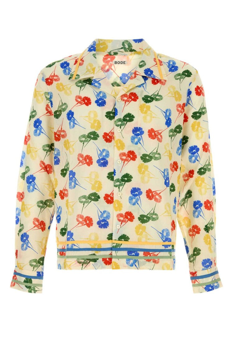 Bode Printed Cotton Flower Stamp Shirt