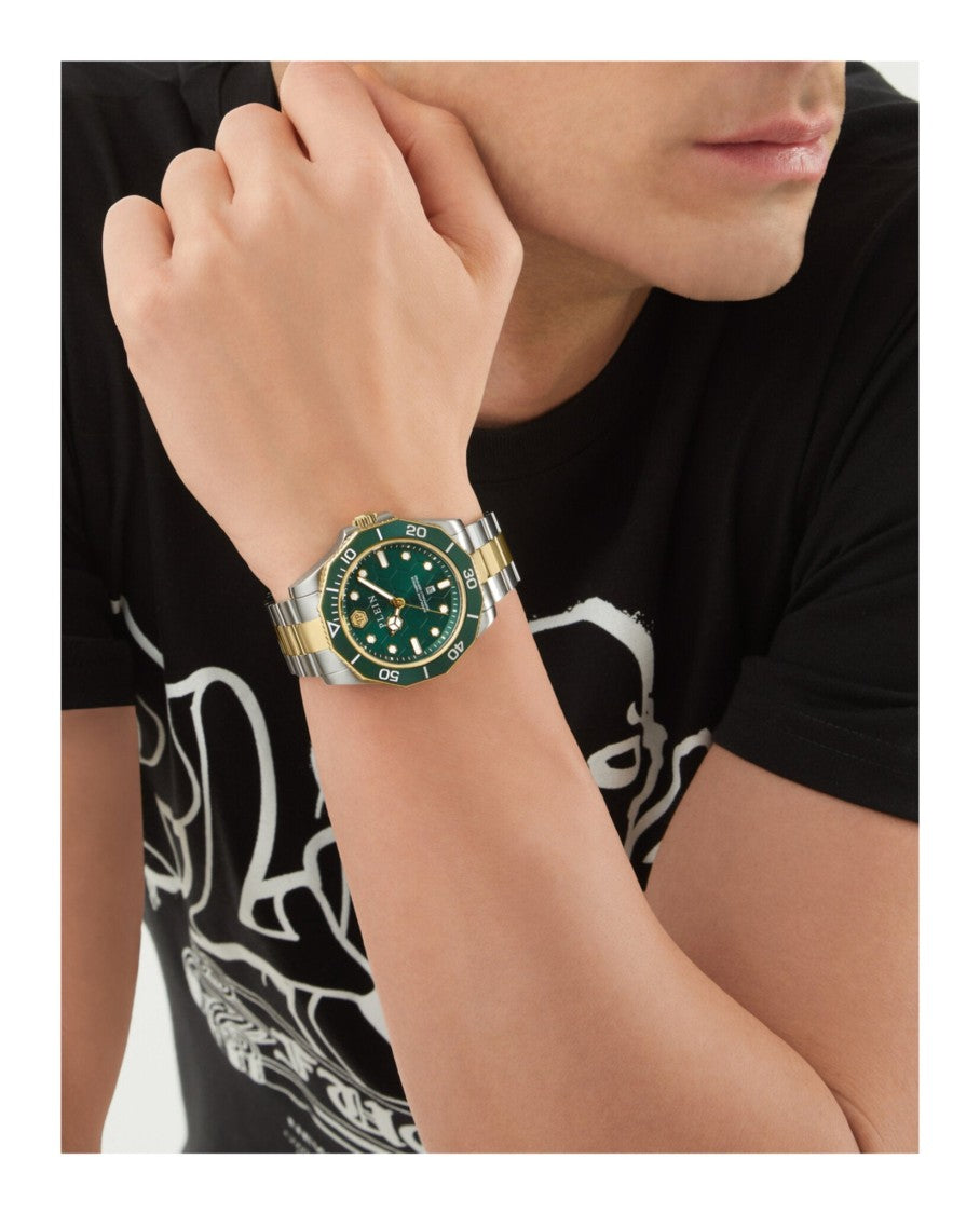 Philipp Plein Aquastorm Silicone Watch With Two-Tone Case And Guilloche Dial
