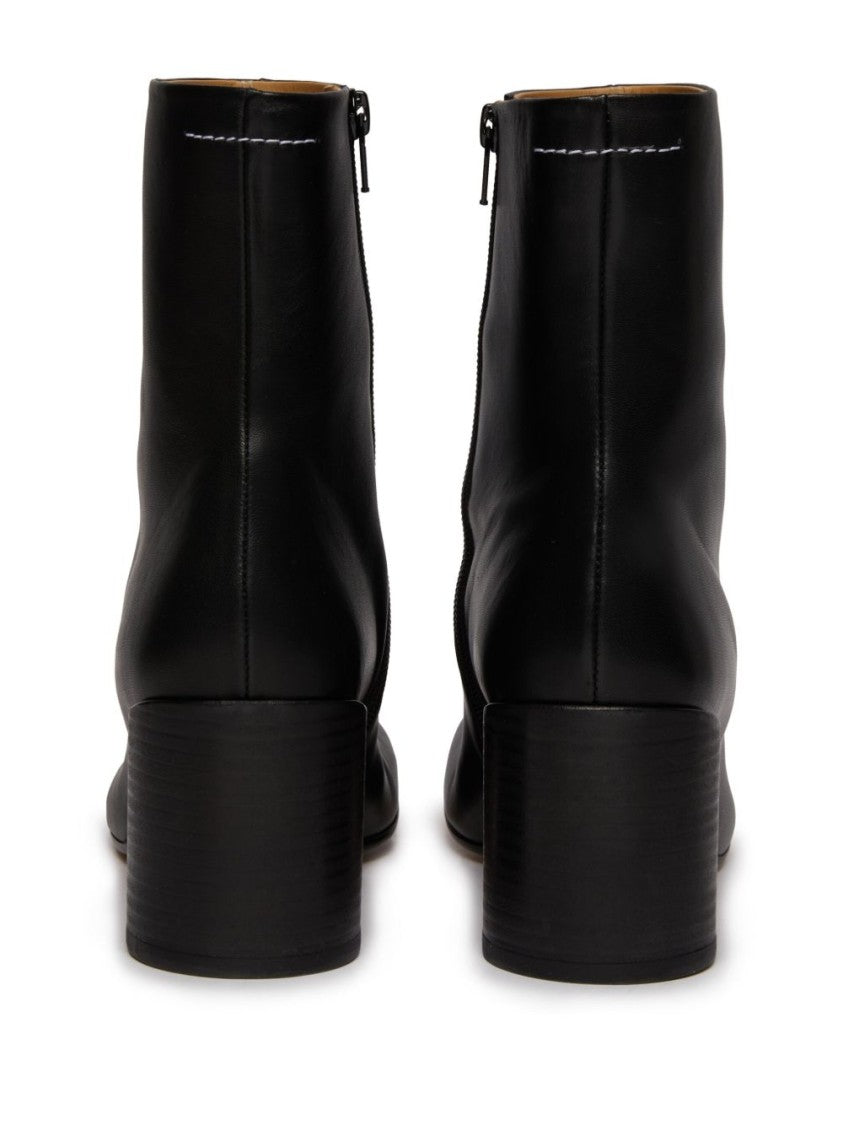Mm6 By Maison Margiela Black Split-Toe Block Heel Ankle Boots