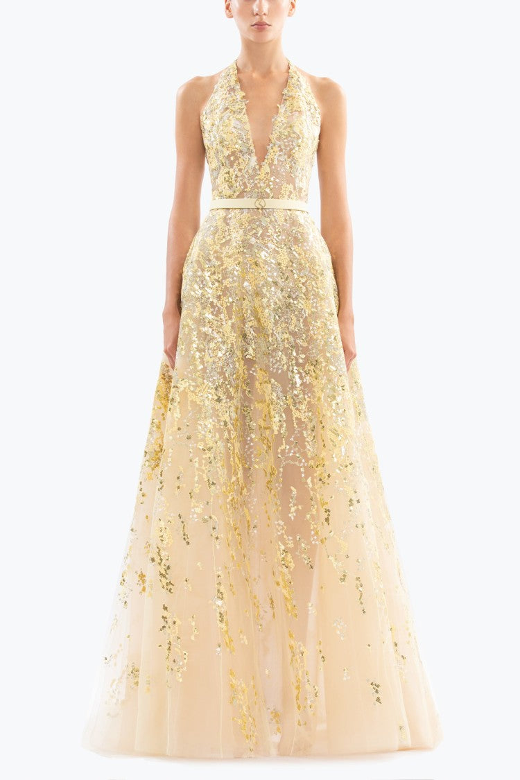 Saiid Kobeisy Embroidered Long Dress