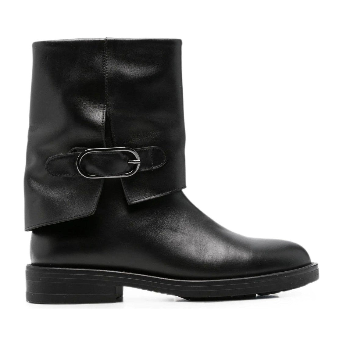 Sergio Moretti Black Leather Folded Cuff Boots