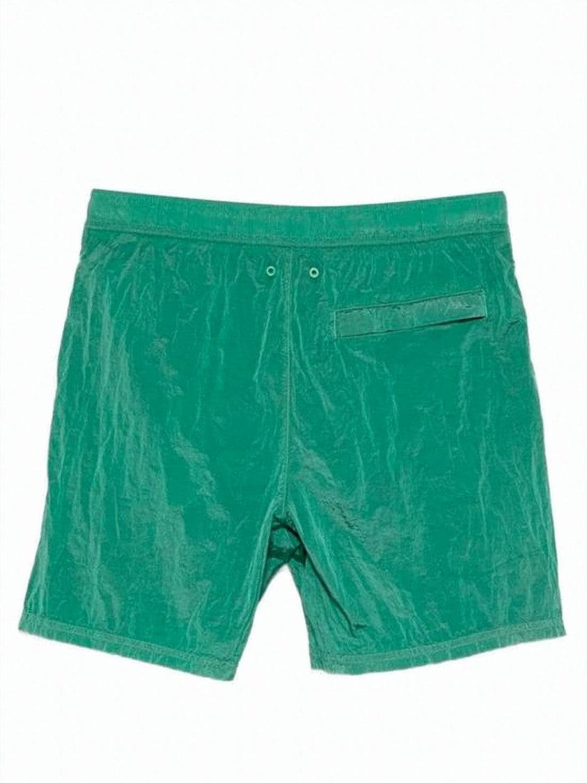 Stone Island Green Polyamide Shorts With Elasticated Waistband