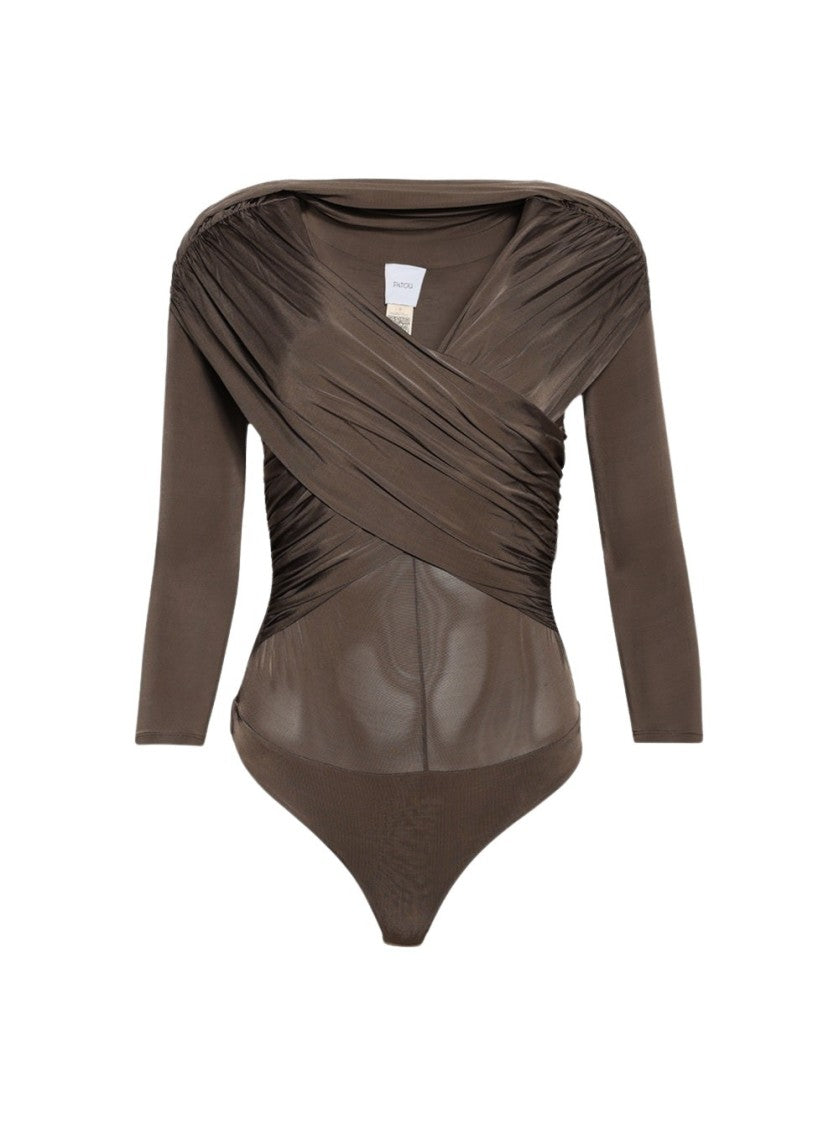 Patou Draped Bodysuit Mocha