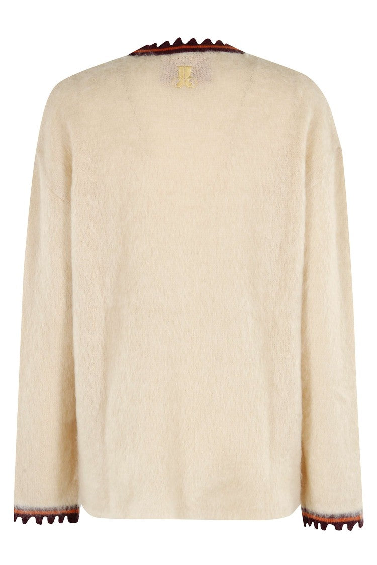 La Double J Beige Mohair Sweater With Contrast Scalloped Trim