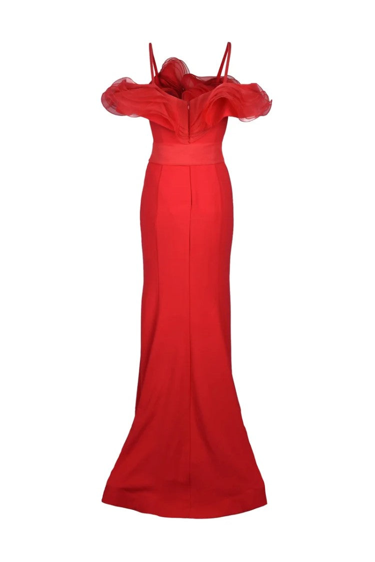Loren Luxury Long Mermaid Dress - Red