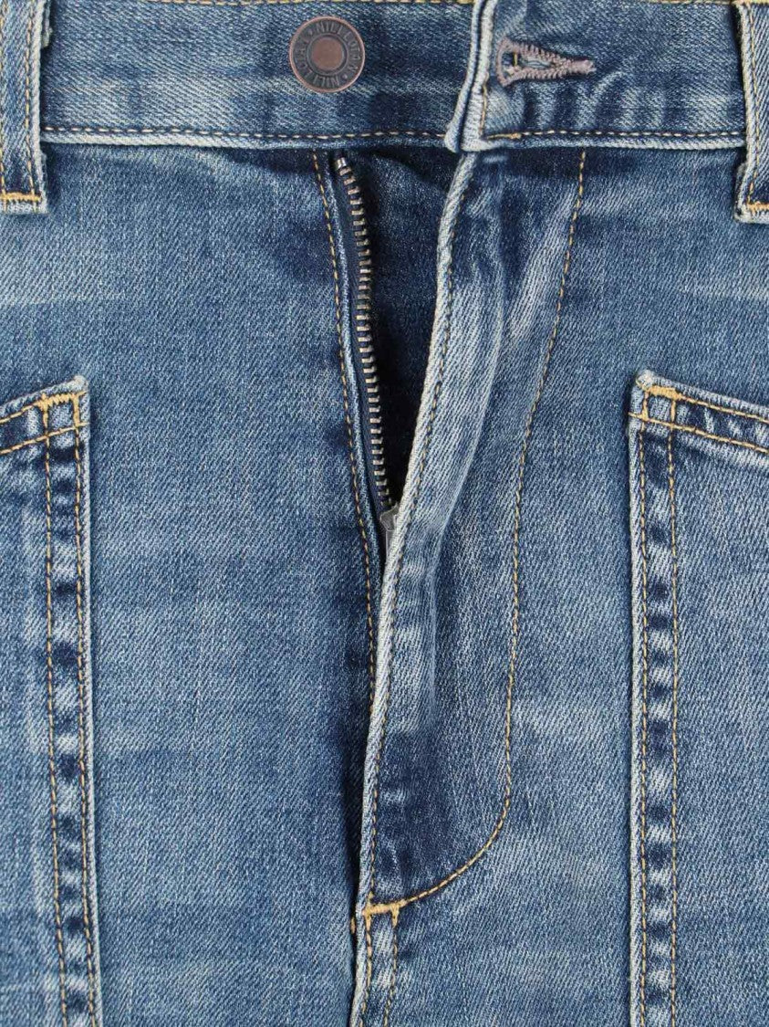Nili Lotan Blue Shon Cotton Denim Rounded-Leg Jeans