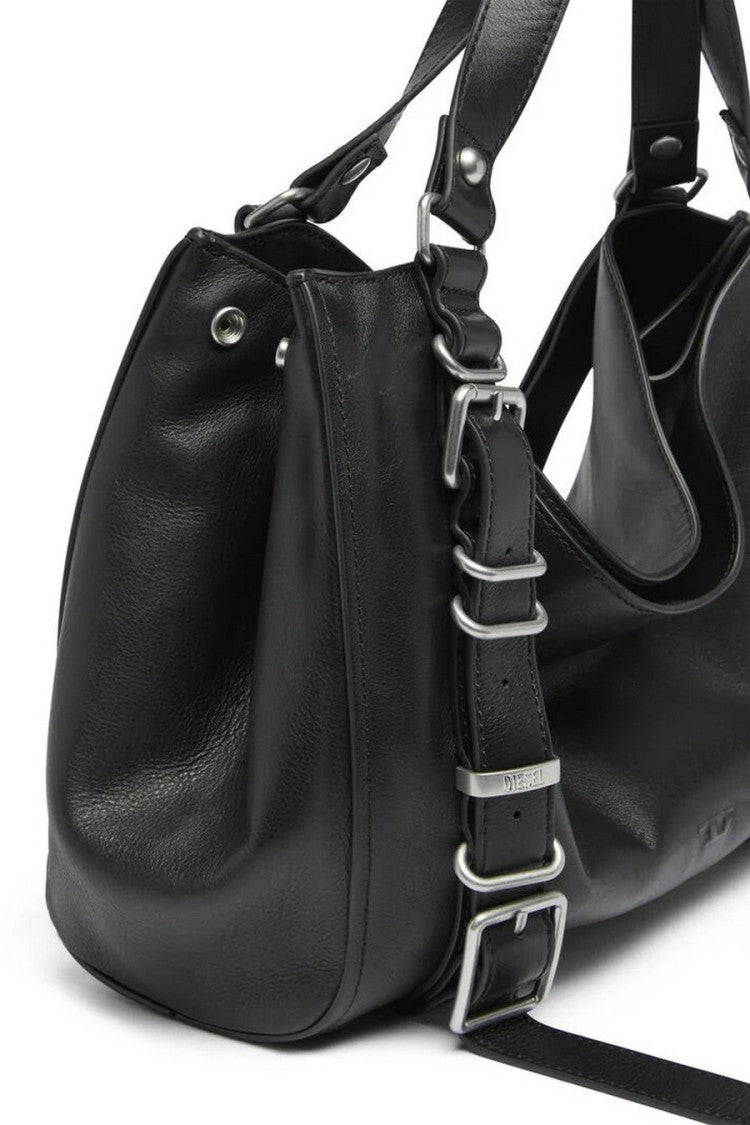 Diesel Black Leather Hobo Shoulder Bag