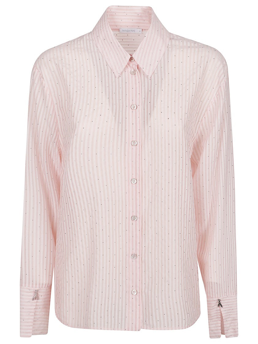Patrizia Pepe Striped Lyocell Blend Long Sleeve Shirt