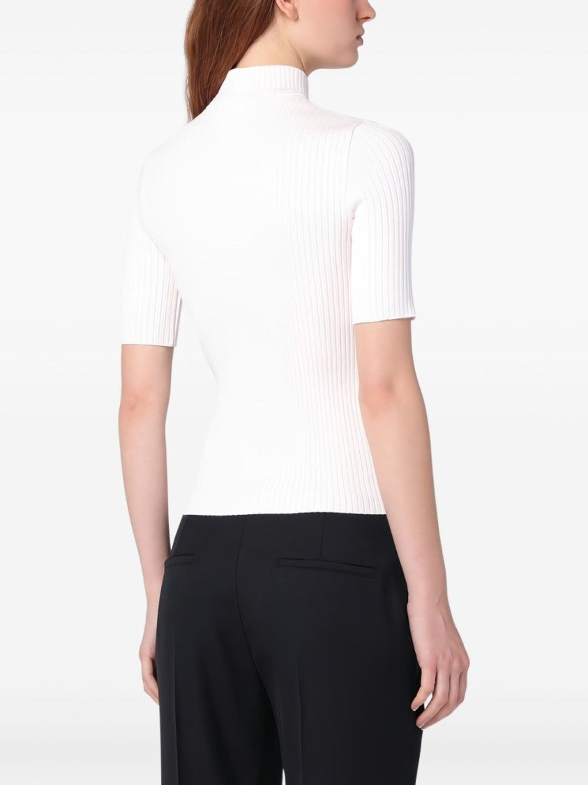 Courrèges Ribbed Silk-Nylon Top With Mock Neck