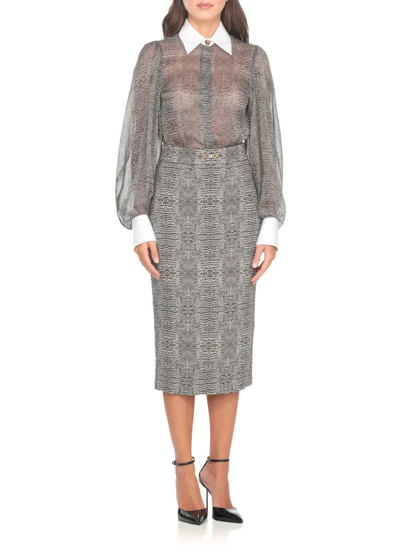 Elisabetta Franchi Silk Bodysuit With Delicate Reptile Scale Pattern