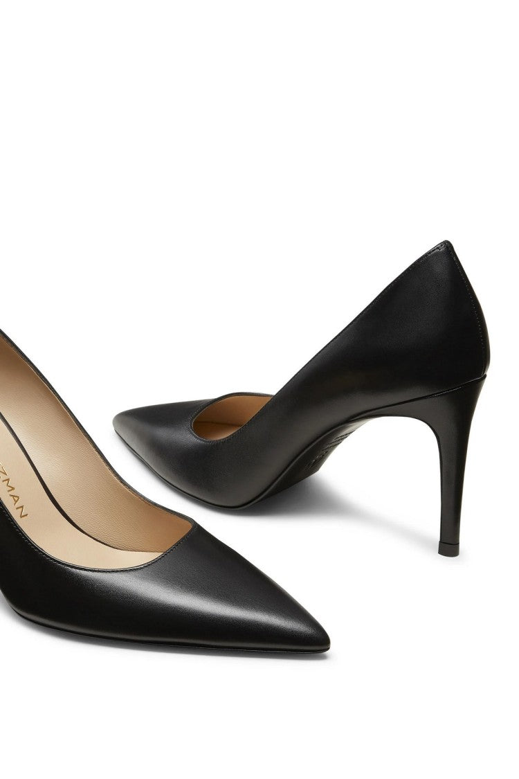 Stuart Weitzman Black Stuart 85 Pointed Stiletto Leather Pumps