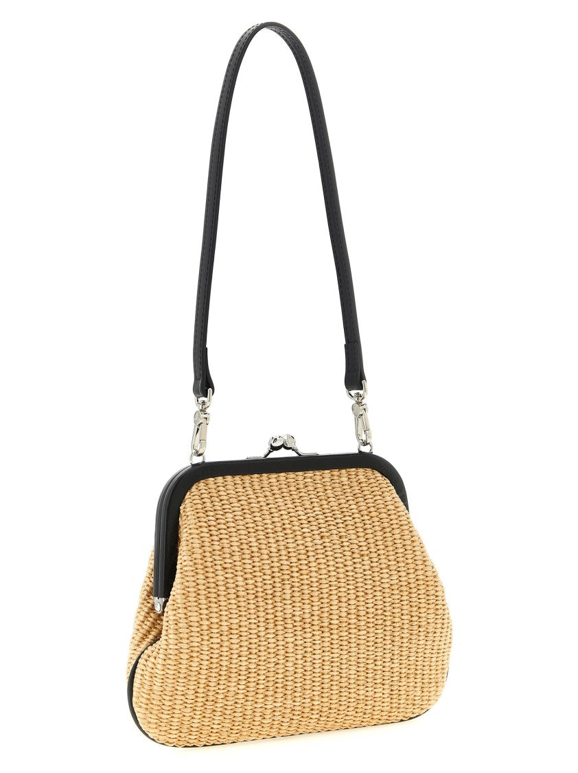 Vivienne Westwood Braided Raffia Clutch With Leather Details And Logo Patch