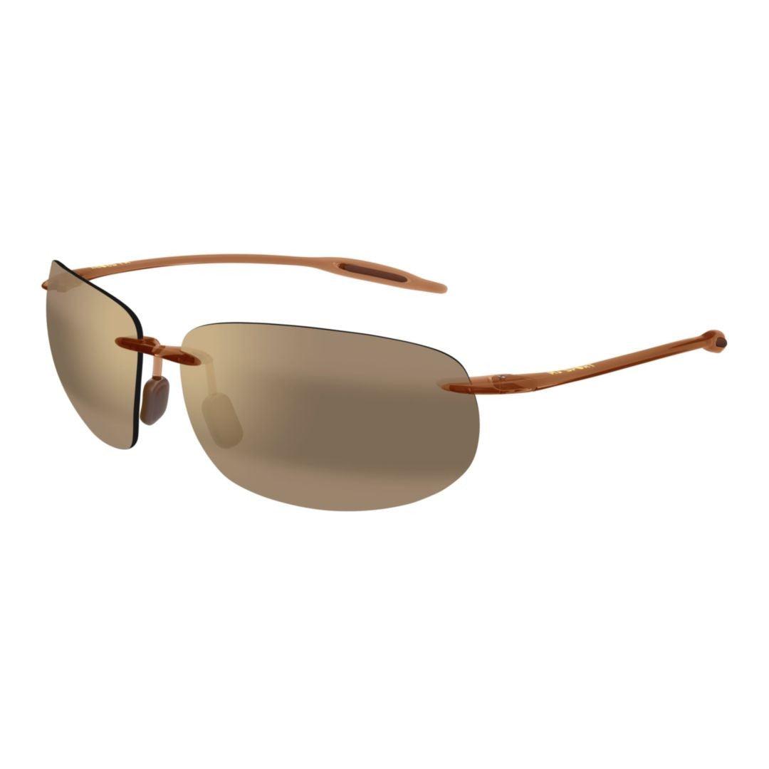 Maui Jim Breakwall Rimless Sunglasses With Rectangular Brown-Tinted Lenses