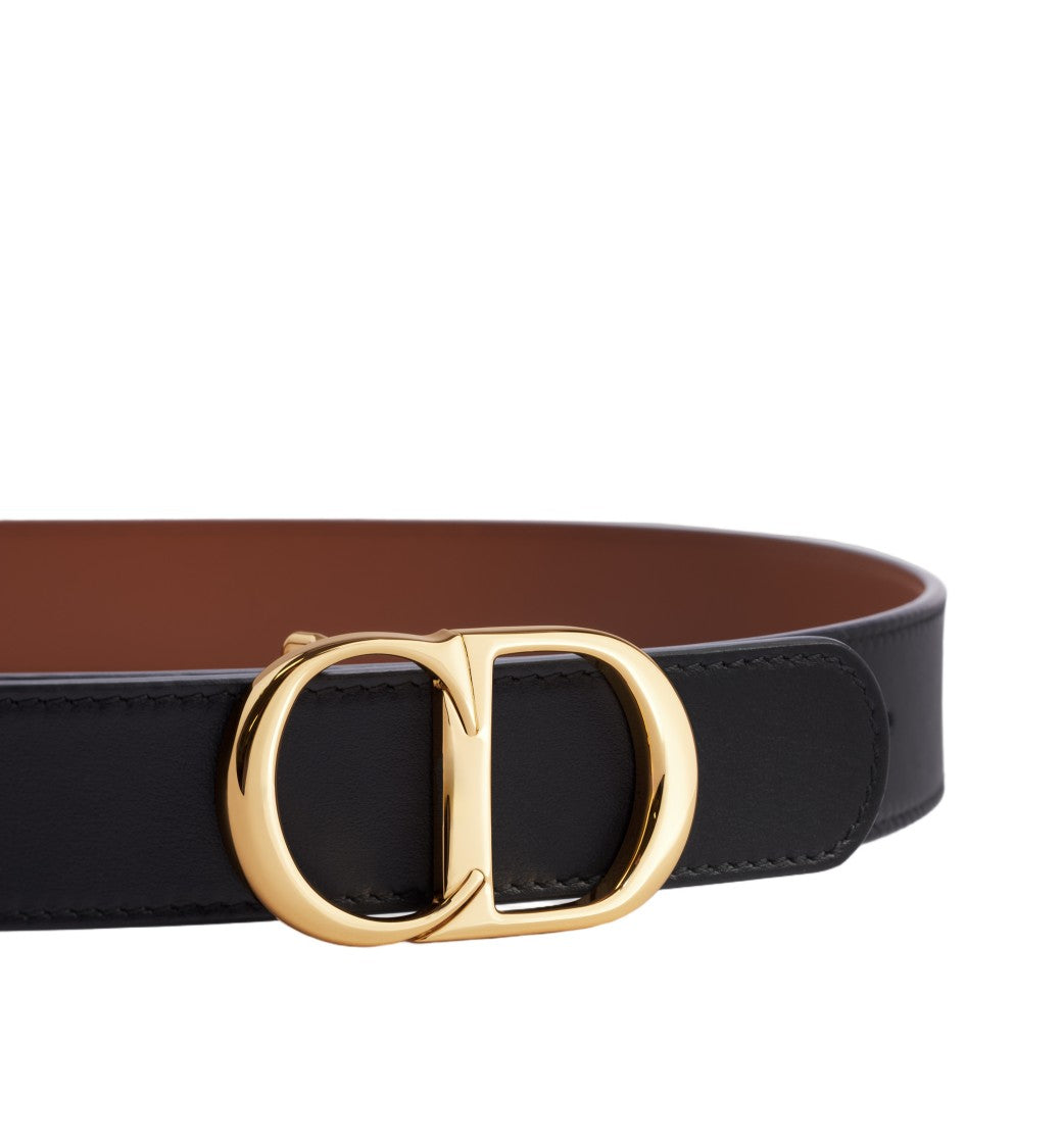 Christian Dior Signature Reversible Leather Buckle Belt