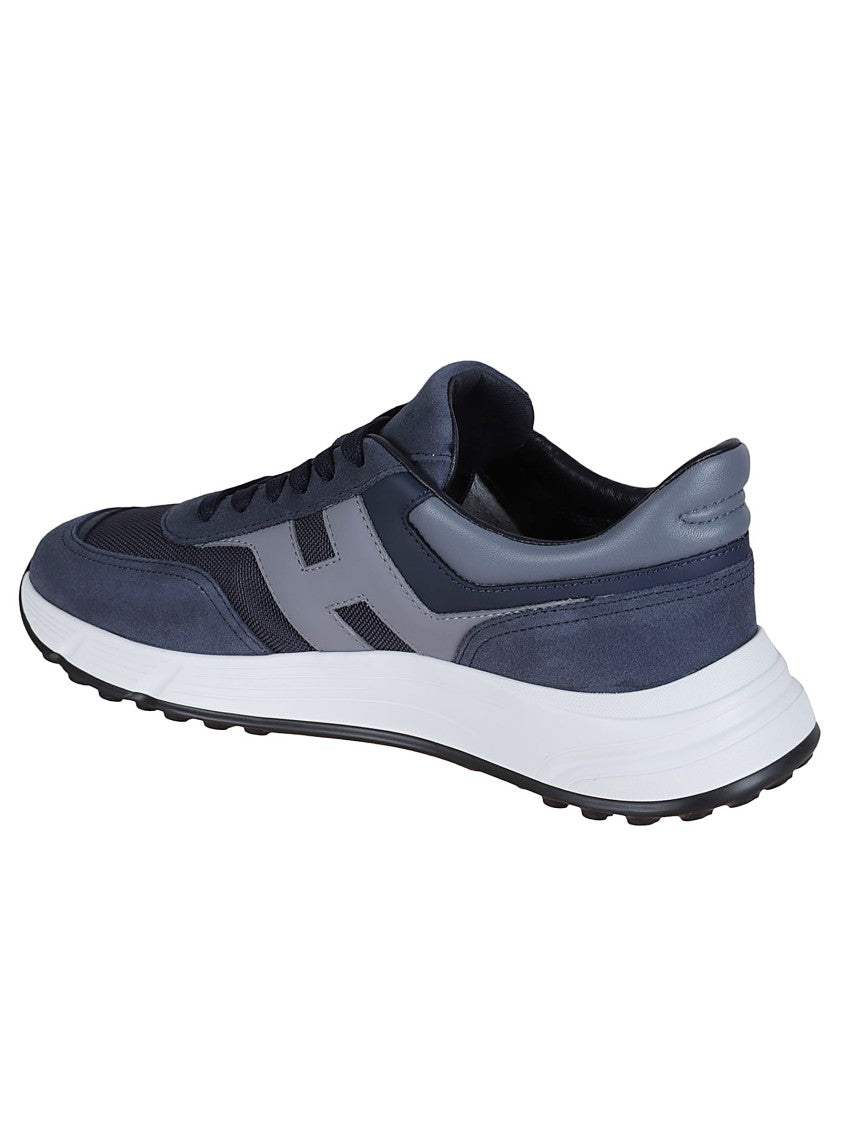 Hogan H563 Leather Sneakers With Textural Contrast