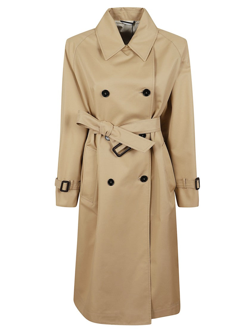 Max Mara Beige Double-Breasted Trench Coat With Classic Belt