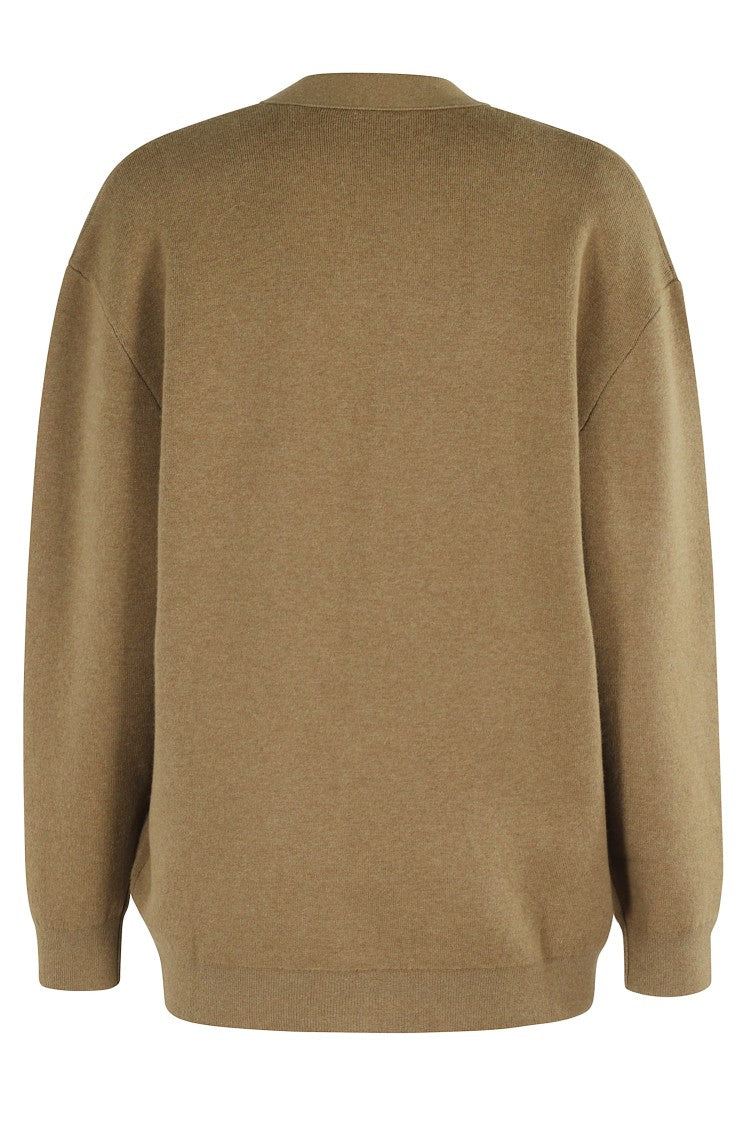 Isabel Marant Étoile Khaki V-Neck Cardigan With Logo Detail