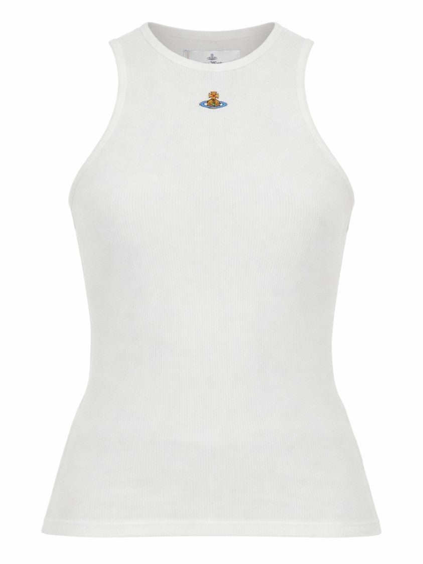 Vivienne Westwood Ribbed Sleeveless Embroidered Logo Tank Top