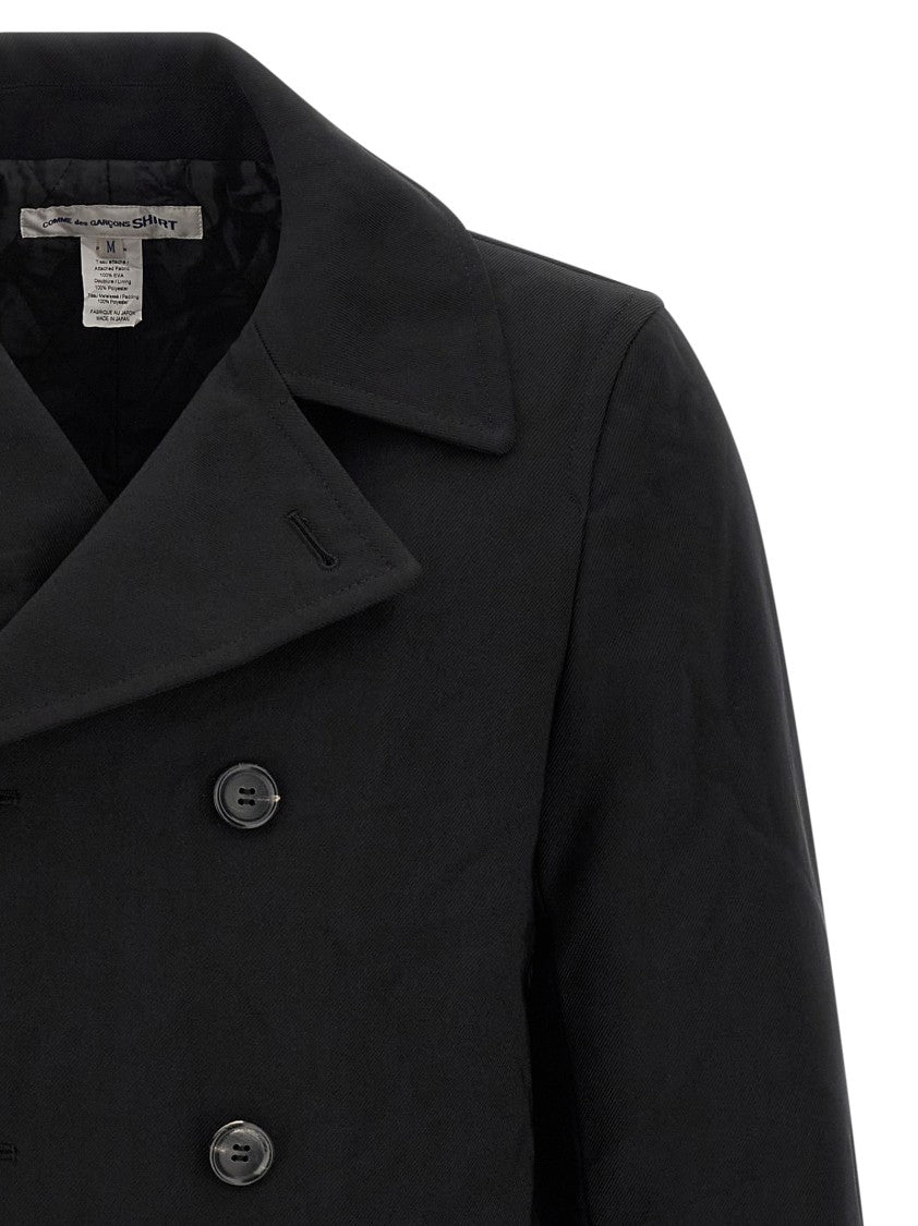 Comme Des Garçons Double-Breasted Canvas Caban Jacket With Quilted Lining